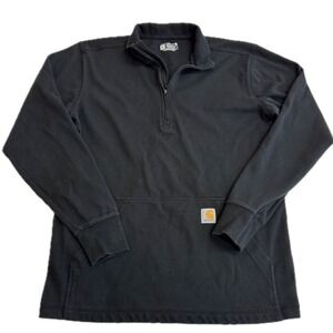 Carhartt Pullover Mens Medium Black Quarter Zip Relaxed Fit Knit 104428